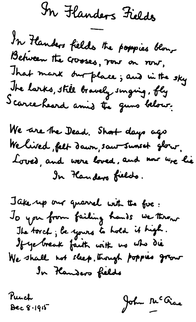 flanders field poem. in flanders fields poem